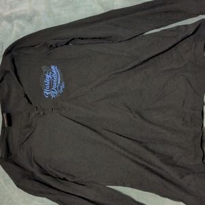Harley Davidson black button V-neck long sleeve, size S with back diamond logo